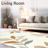 Elegant Beige Tropical Botanical Print Modern Area Chic Decor(Beige)