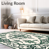 Damask Scrollwork Design with Ornate Flourish(Green)
