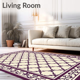 Plum Trellis with Stylized Leaf and Vine Details(Purple)