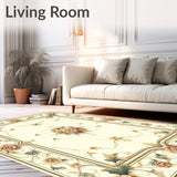 Classic Medallion with Flourishing Vines and Ornate Scrollwork Motifs(Beige)