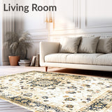 Floor Beige Medallion Design Vintage Accent(Beige)