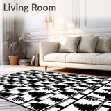 Buffalo Checkered Plaid Design with Festive Pine Motif Accents(Black)