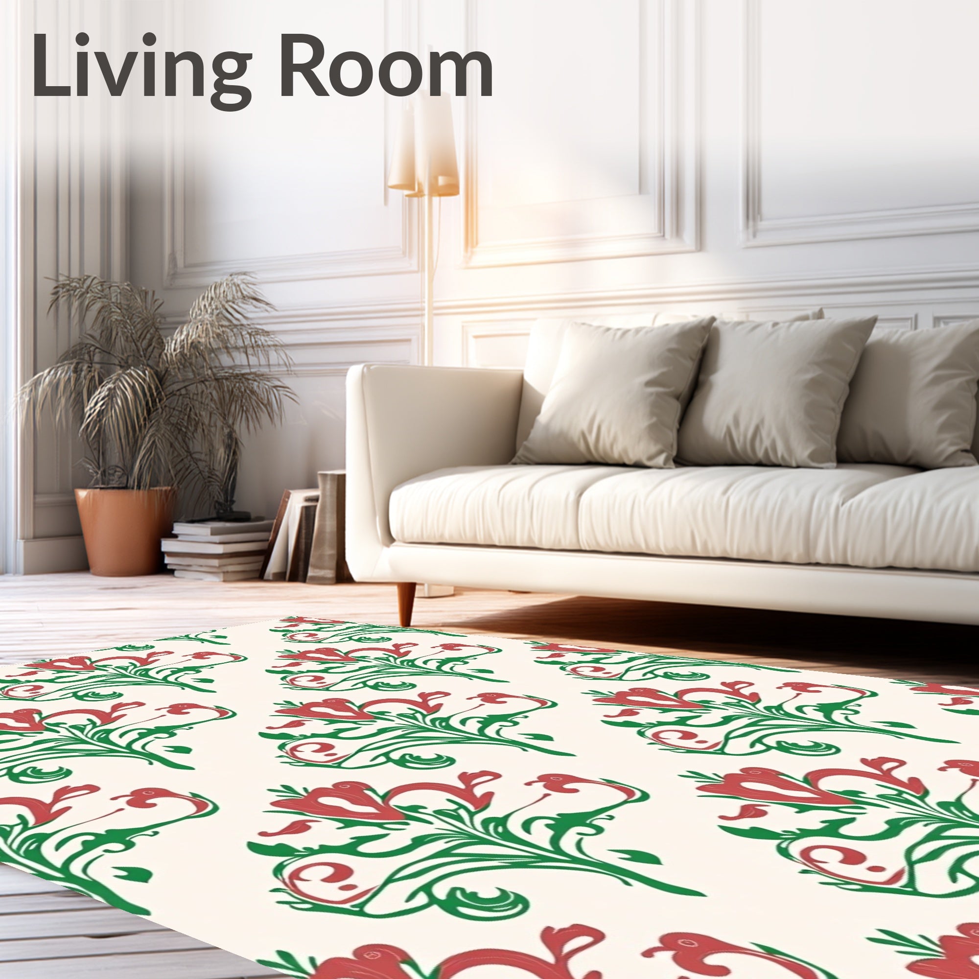 Damask Scrollwork Design with Ornamental Flourishes Classic Appeal (Red) - ODIKA