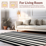 Striped Modern Entryway Handwoven Geometric Doormat(Black)