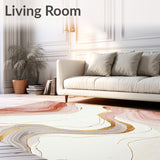 Modern Marble Inspired With Blush and Beige Swirl Accents(White)