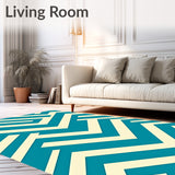 Chevron Zigzag Stripe Plush Anti Slip(Teal)
