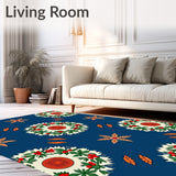 Christmas Wreath Medallion Design Celebration Floor Accent(Blue)