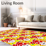 Winter Holiday Doormat Featuring Dancing Snowmen and Crystal Ice(Yellow)