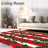 Cane Striped with Holly Leaf Accents Semi Arc Design(Red)