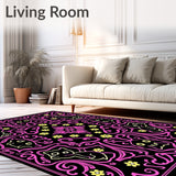 Mystic Halloween Cat Parade with Ornate Floral Scrollwork(Pink)