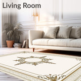 Vintage Medallion Tufted with Ornate Central Motif(Beige)