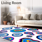 Tie Dye Spiral Medallions with Radiating Color Bursts (Blue) - ODIKA