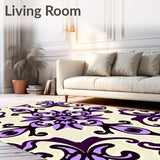 Elegant Swirl Medallion Textured Contemporary Artistic(Purple)
