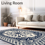 Traditional Lattice Design with Intricate Interwoven Floral and Leaf (Blue)