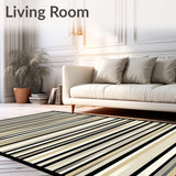 Black and Beige Striped Area with Chic Geometric for Decor(Beige)