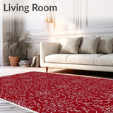 Nordic Winter Snowflake Motif with Festive Starburst Accents Interlocking Design(Red)