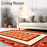 Autumn Harvest Checkered with Bold Seasonal Motifs(Red)