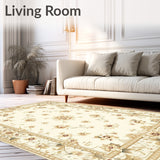 Refined Cream and Beige with Traditional Oriental Floral Design(Beige)