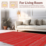 Ultra Soft Area Rug, Non Slip, Stain Resistant, Washable Area Rugs for Living Room, Bedroom, Vintage Red Non-Slip Dining Rug(Red)