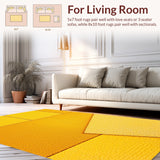 Ultra Soft Area Rug, Non Slip, Stain Resistant, Washable Area Rugs for Living Room, Bedroom, Contemporary Abstract Stain Resistant(Yellow)