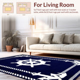 Captain Entryway With Nautical Helm Design Maritime(Blue)