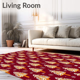 Enchanted Forest Snow Covered Pine Trees Christmas Themed(Red)