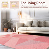 Ultra Soft Area Rug, Non Slip, Stain Resistant, Washable Area Rugs for Living Room, Bedroom, Soft Boho Floral Bedroom Rug(Pink)