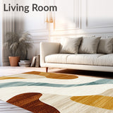 Beige & Camel River Flow Modern Abstract Accent(Beige)