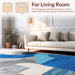 Ultra Soft Area Rug, Non Slip, Stain Resistant, Washable Area Rugs for Living Room, Bedroom, Modern Abstract Grey Blue Living Room Rug(Blue) - ODIKA