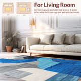 Ultra Soft Area Rug, Non Slip, Stain Resistant, Washable Area Rugs for Living Room, Bedroom, Modern Abstract Grey Blue Living Room Rug(Blue) - ODIKA
