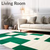 Modern with Beige Ground and Bold Emerald Green Geometric Shapes(Green)
