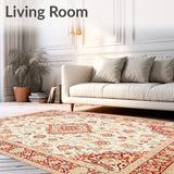 Elegant Non Slip Vintage Area Machine Design(Ivory)