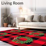 Nordic Inspired Buffalo Check with Festive Wreath Embellishments(Red)