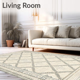 Artisan Beige Diamond Lattice With Contemporary Tribal Design(Beige)
