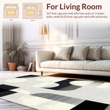 Ultra Soft Area Rug, Non Slip, Stain Resistant, Washable Area Rugs for Living Room, Bedroom, Handmade Wool Abstract(Black)