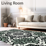 Monochrome Interlocking Floral Medallion Patterned Artwork (Green)