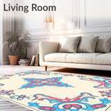 Artisan Boho Interlocking Damask Scrollwork Design (Ivory)