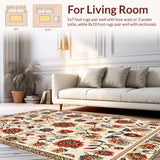 Ultra Soft Area Rug, Non Slip, Stain Resistant, Washable Area Rugs for Living Room, Bedroom, Light Brown Vintage Floral Dining Room(Beige)