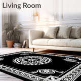 Medallion Non Slip Ornate Floral Design (Black)