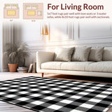 Boho Chic Buffalo Plaid Rug Stylish Area Carpet(Black)