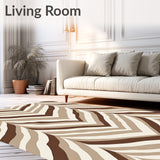 Abstract Inspired Rhythmic Lines and Chevron(Brown)