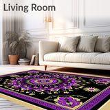 Burst Shaggy Area with Intricate Petal Design(Black)