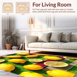 Ultra Soft Area Rug, Non Slip, Stain Resistant, Washable Area Rugs for Living Room, Bedroom, fruit lemon bath mat(Yellow)