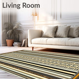 Black and Beige Striped Area(Black)