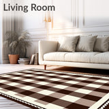 Vintage Farmhouse Buffalo Check with Subtle Herringbone Borders(Brown)