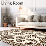 Traditional Scrollwork Design Featuring Intricate Leafy Accents(Brown)