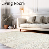 Abstract Cream Woven Throw with Subtle Tribal Motifs(Beige)