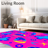 Quirky Holiday Floor with Brightly Glowing Abstract Animal Inspired Shapes(Pink)