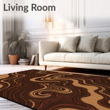 Natural Marbled Swirl Abstract Wave Elegant Sophisticated (Brown)
