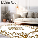 Damask Flourish Design with Traditional Scrollwork Motifs (Brown)